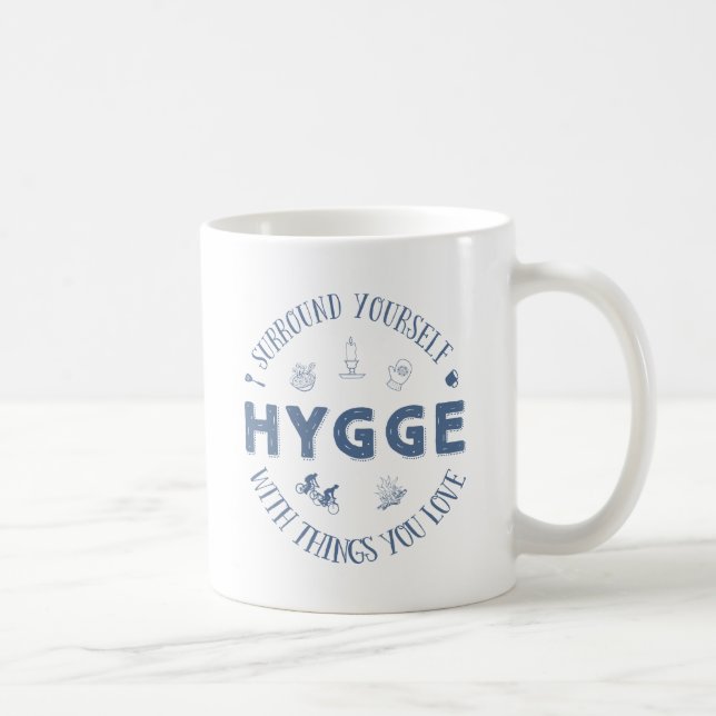 Taza De Café Anillo usted mismo W. Hygge (texto azul marino) (Derecha)