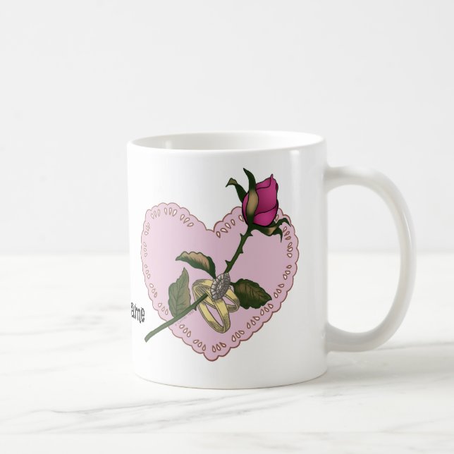 Taza De Café Anillos cardíacos Rosas bodas (Derecha)
