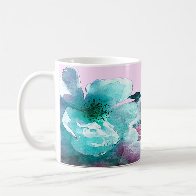 Taza De Café Anillos con pétalos de rosa blancos (Izquierda)