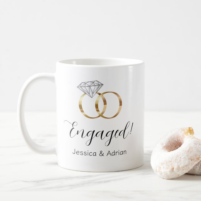 Taza De Café Anillos de compromiso de diamantes personalizados (Con donut)