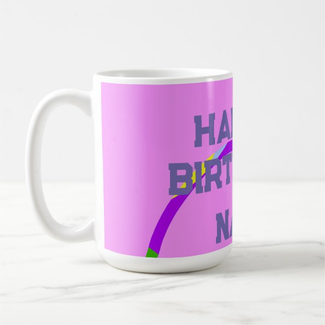 Taza De Café Anillos de Feliz Cumpleaños Rosa  (Izquierda)