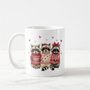 Taza De Café Anim de San Valentín Feral y Mapache Encantador Co