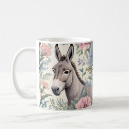 Taza De Café Animación de granja con flores Donkey Pastel