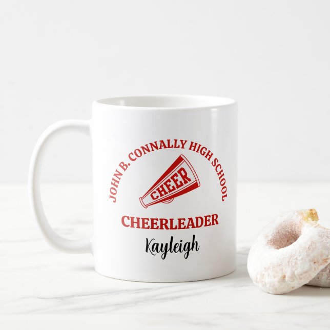 Taza De Café Animadora de instituto roja personalizada (Con donut)