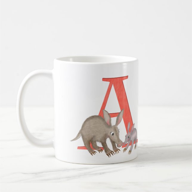 Taza De Café Animal ABC A es para aardvark mug (Izquierda)