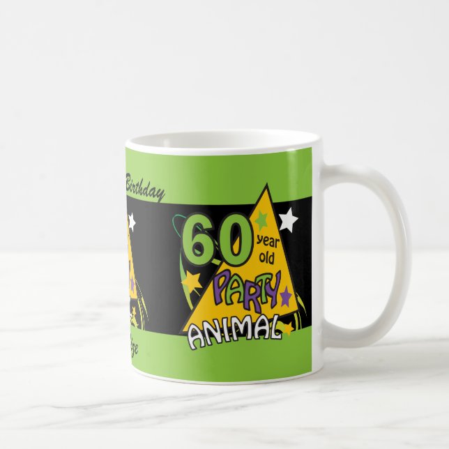 Taza De Café Animal Fiesta de 60 años - 60 cumpleaños (Derecha)