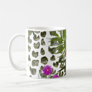 Taza De Café Animal Hibiscus: Patrón acuarela sin foco.