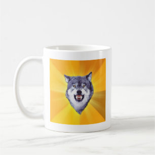 Taza De Café Animal Meme del consejo del lobo del valor