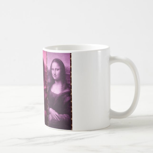 Taza De Café Animal Mona Lisa Imprimir púrpura rosa verde (Derecha)