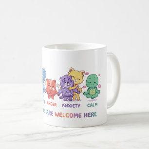 Taza De Café Animales Adorables Kawaii Salud Mental Emociones &