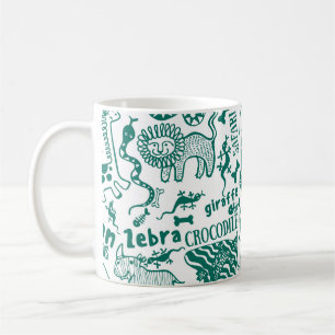 Taza De Café Animales africanos: diverso patrón sin costura.