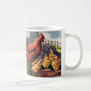 Taza De Café Animales Antiguos, Gallina con Pollitos en la Gran