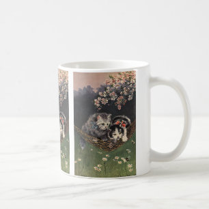Taza De Café Animales Antiguos, Gato Atigrado o Gatitos en una 