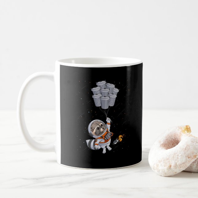Taza De Café Animales astronautas graciosos Raccoon Moon cubo d (Con donut)