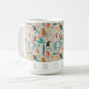 Taza De Café Animales Caprichosos de la Jungla Safari Nombre Pe
