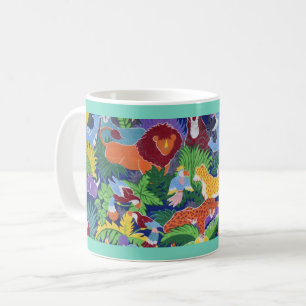 Taza De Café Animales Coloridos de la Jungla