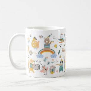 Taza De Café Animales curados que juegan instrumentos musicales