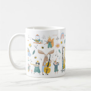 Taza De Café Animales curados que juegan instrumentos musicales
