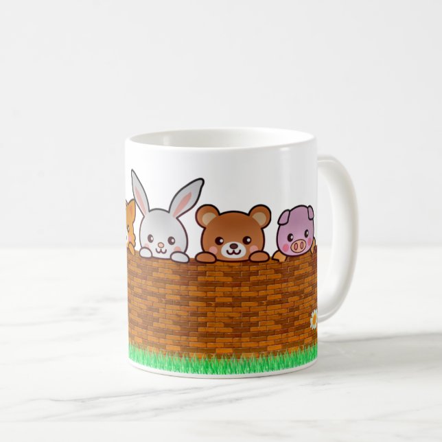Taza De Café Animales curiosos jugando en el jardín (Anverso derecho)