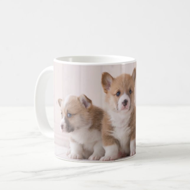 Taza De Café Animales de bebé más afectados | 3 Baby Corgis (Anverso izquierdo)