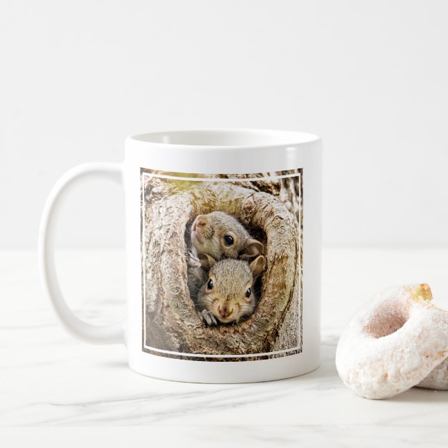Taza De Café Animales de bebé más afectados | Ardillas de bebé  (Con donut)