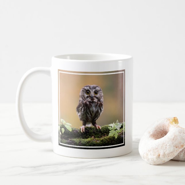 Taza De Café Animales de bebé más afectados | Bebé Lechuza (Con donut)