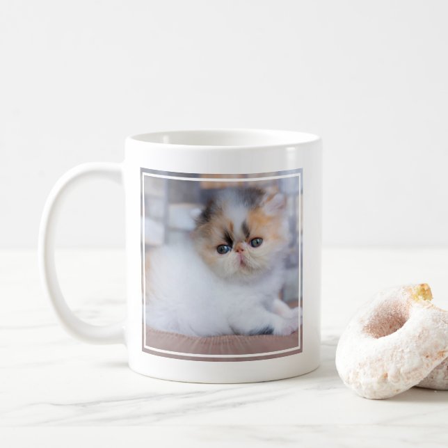 Taza De Café Animales de bebé más afectados | Calico Persian Ki (Con donut)