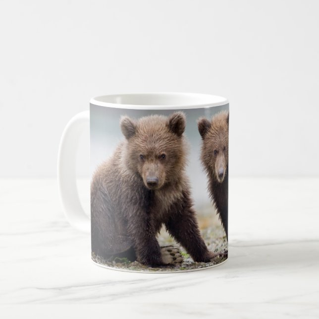Taza De Café Animales de bebé más afectados | Dos Cubos de oso (Anverso izquierdo)