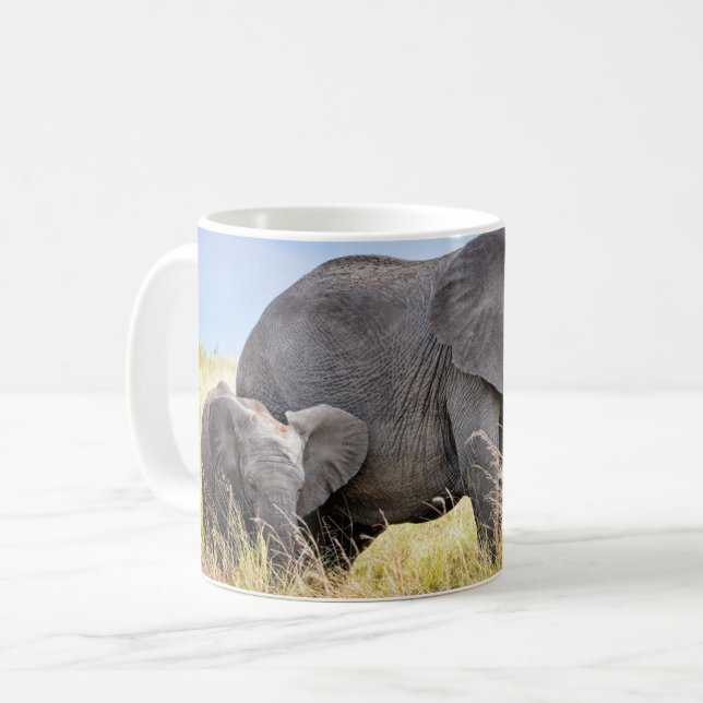 Taza De Café Animales de bebé más afectados | Elefante africano (Anverso izquierdo)