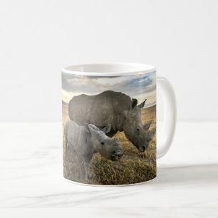 Taza De Café Animales de bebé más afectados   Rinoceronte blanc