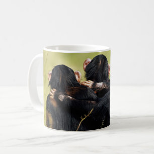 Taza De Café Animales de bebé más afectados   Tres chimpancés a
