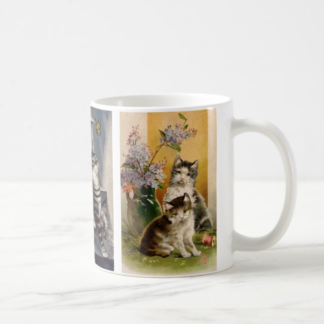 Taza De Café Animales de época, gatitos adorables Mascotas vict (Derecha)