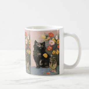 Taza De Café Animales de época, gatitos victorianos y flores du