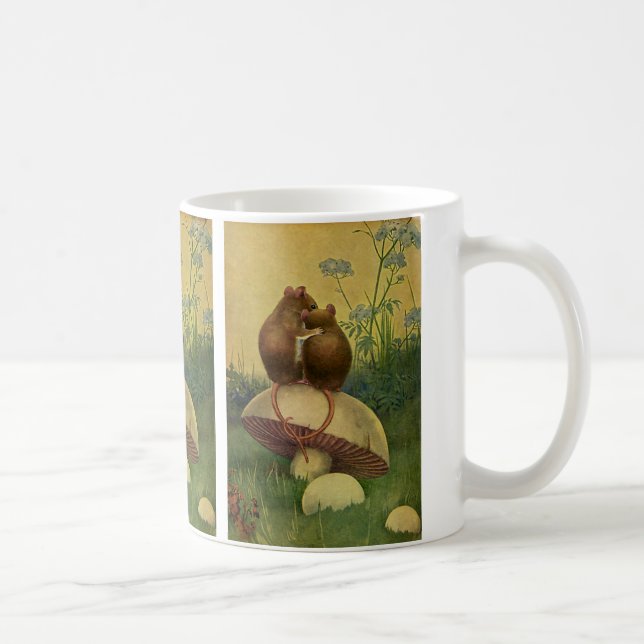 Taza De Café Animales de época, ratones de campo de amor y roma (Derecha)