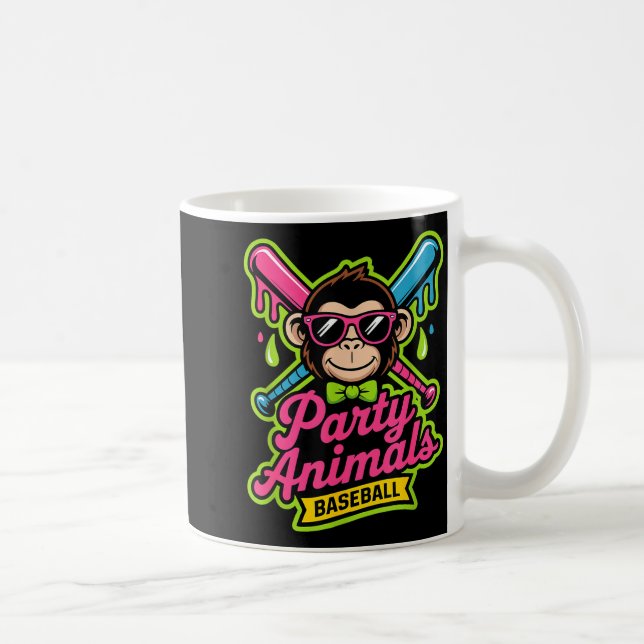Taza De Café Animales de fiesta béisbol mono divertido baba vib (Derecha)