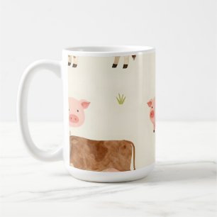 Taza De Café Animales de granja acuarela patrón lindo