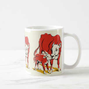 Taza De Café Animales de granja antiguos, vaca Holstein con ter