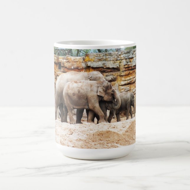 Taza De Café Animales de la familia de elefantes indios (Centro)