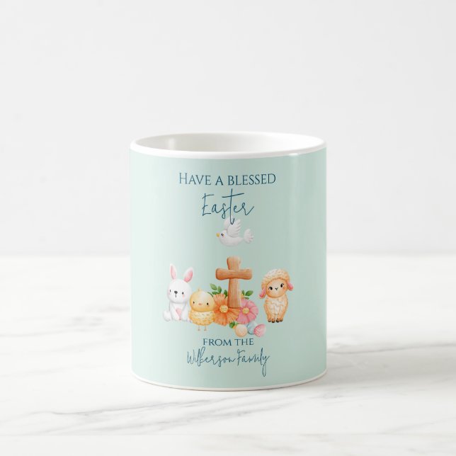 Taza De Café Animales de Pascua Religiosos (Centro)