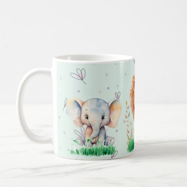 Taza De Café Animales de Safari Cute 11 oz Mug Para Niños (Izquierda)