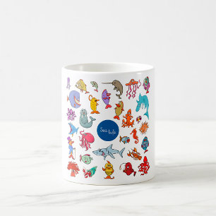 Taza De Café Animales de Vida Marina Coloridos Personajes del O