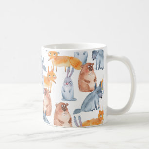 Taza De Café Animales del bosque. Acuarela