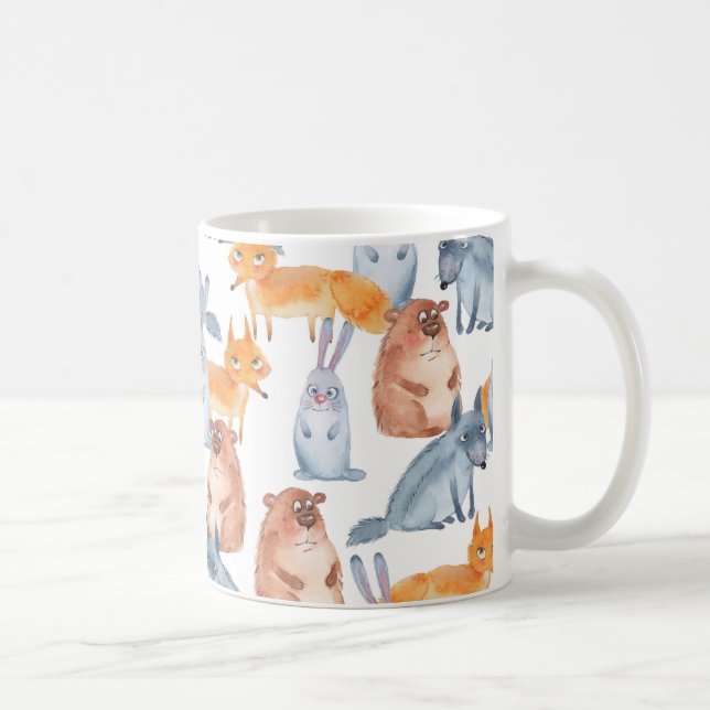 Taza De Café Animales del bosque. Acuarela (Derecha)