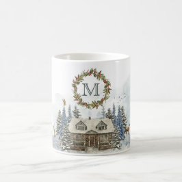 Taza De Café Animales del bosque de la cabina del invierno con