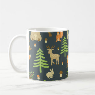 Taza De Café Animales del bosque vintage, patrón infantil.