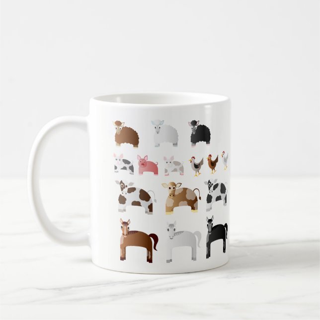 Taza De Café Animales del campo personalizados de la diversión (Izquierda)