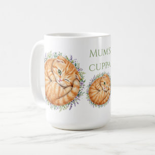 Taza De Café Animales descarados cama circular de flores- Gatit