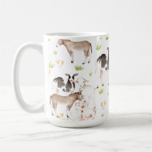 Taza De Café Animales dibujados mano de la acuarela en la