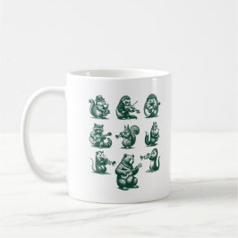 Taza De Café Animales Forestales Que Juegan Instrumentos Musica