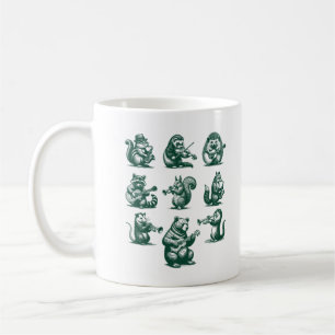 Taza De Café Animales Forestales Que Juegan Instrumentos Musica